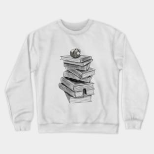 Black and White Stack of Books Crewneck Sweatshirt